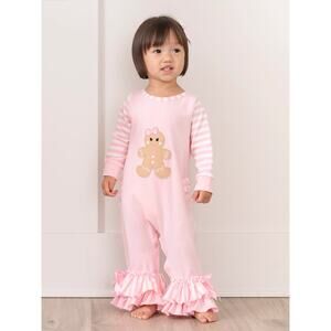 NWT Marie Nicole Christmas Gingerbread Romper Pajamas 6-12 Months